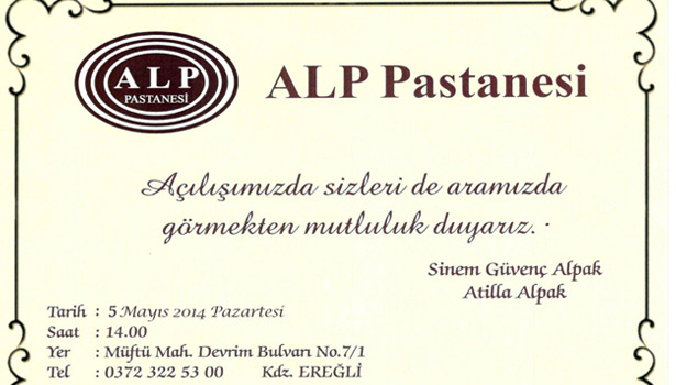 KARADENİZ EREĞLİ ALP PASTANESİ AÇILIYOR