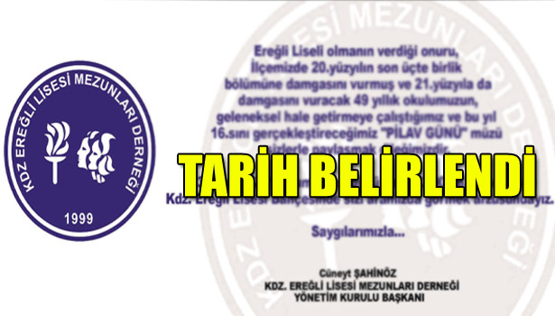 PİLAV GÜNÜ'NÜN TARİHİ BELİRLENDİ