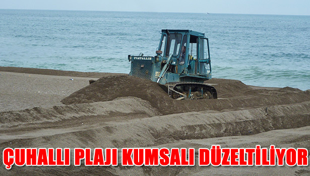 ÇUHALLI PLAJI KUMSALI DÜZELTİLİYOR