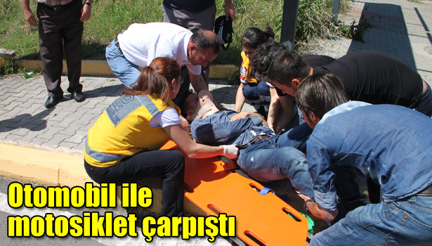 OTOMOBİL İLE MOTOSİKLET ÇARPIŞTI