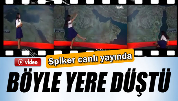 KADIN SPİKER CANLI YAYINDA BÖYLE YERE DÜŞTÜ