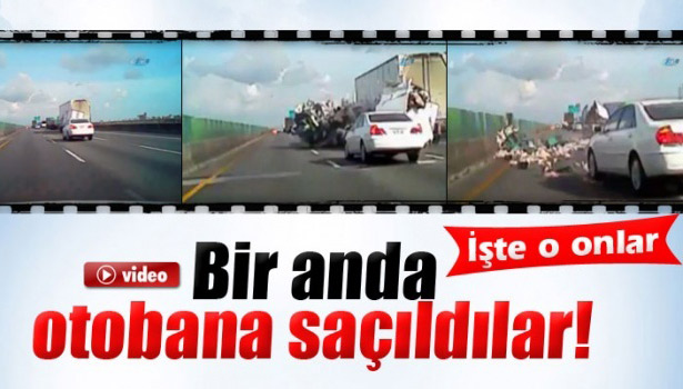 TAVUKLAR OTOBANA BÖYLE SAÇILDI