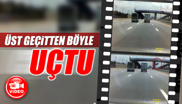 KONTROLÜ KAYBEDEN ARAÇ ÜST GEÇİTTEN BÖYLE DÜŞTÜ