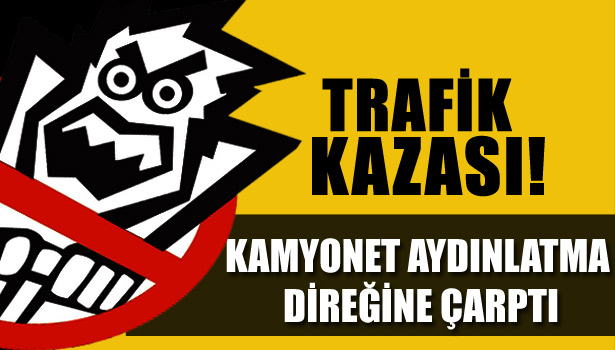 KAMYONET AYDINLATMA DİREĞİNE ÇARPTI