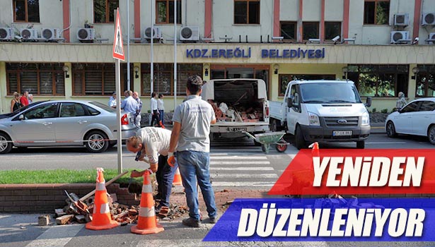 EREĞLİ'DEKİ YAYA GEÇİTLERİ YENİDEN DÜZENLENİYOR..