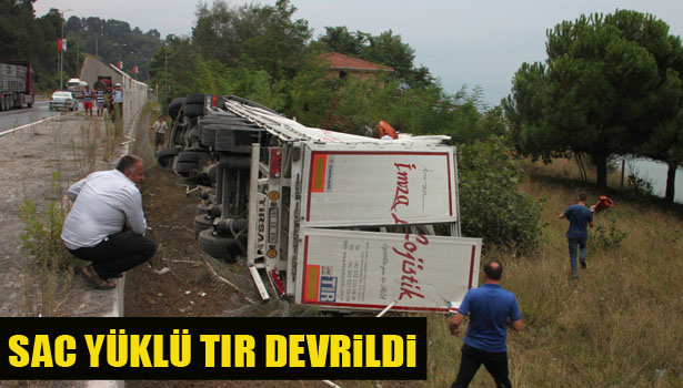 SAC YÜKLÜ TIR DEVRİLDİ: 1 YARALI