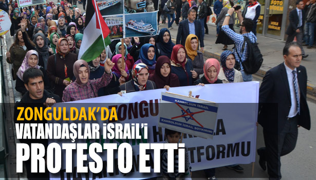 ZONGULDAK MADENCİ ANITINDA TOPLANAN VATANDAŞLAR İSRAİL'İ PROTESTO ETTİ