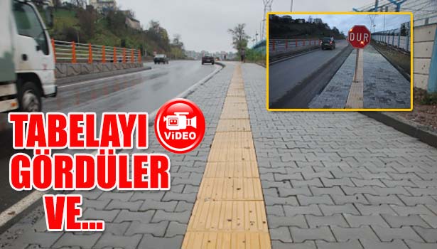 ENGELLİLER İÇİN DÖŞENEN KALDIRIM TAŞLARINDAKİ LEVHA KALDIRILDI