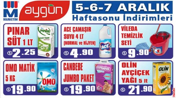 MARKETİM AYGÜN'DE HAFTA SONU İNDİRİMLERİ BAŞLADI