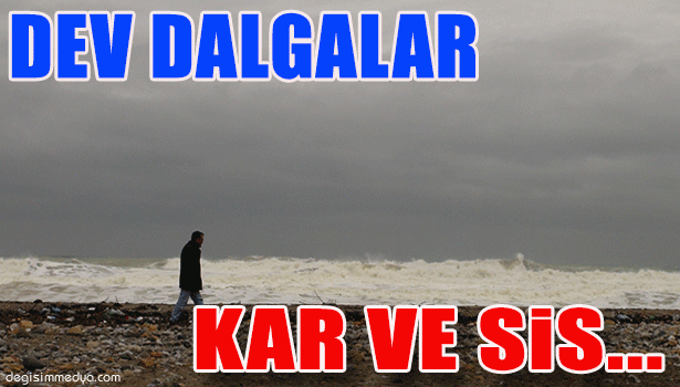 KARADENİZ'DE DEV DALGALAR, YÜKSEKLERDE KAR VE SİS ETKİLİ OLDU