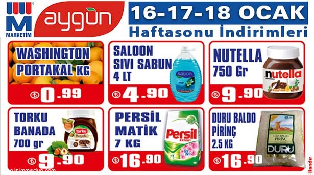 MARKETİM AYGÜN'DE HAFTA SONU İNDİRİMLERİ