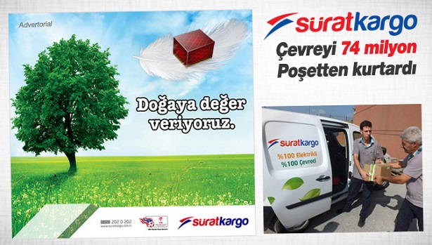 SÜRAT KARGO ÇEVREYİ 74 MİLYON POŞETTEN KURTARDI