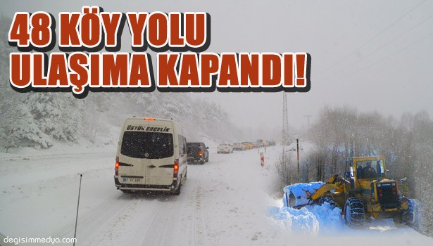 EREĞLİ'DE YAĞAN KAR, KÖYLERE ULAŞIMI ENGELLEDİ!