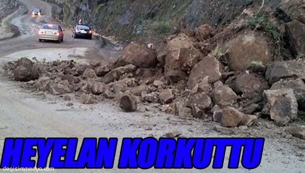 FİLYOS YOLUNDAKİ HEYELAN KORKUTTU