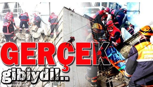 DEPREM TATBİKATINDA YIKILAN OKULDA YARALANANLAR VE MAHSUR KALANLAR KURTARILDI