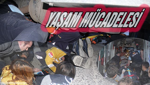 YÜK KAMYONUNUN ALTINDA KALAN KADINI İTFAİYE EKİPLERİ KURTARDI