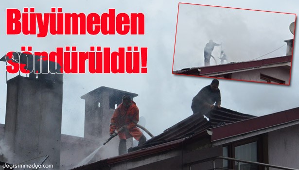 BEŞ KATLI APARTMANIN ÇATISI YANDI