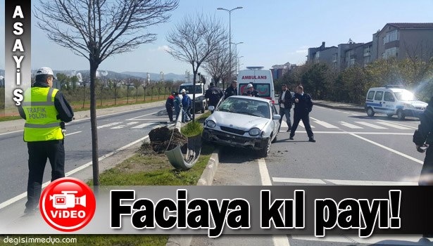 ELEKTRİK DİREĞİNE ÇARPARAK DURABİLDİ