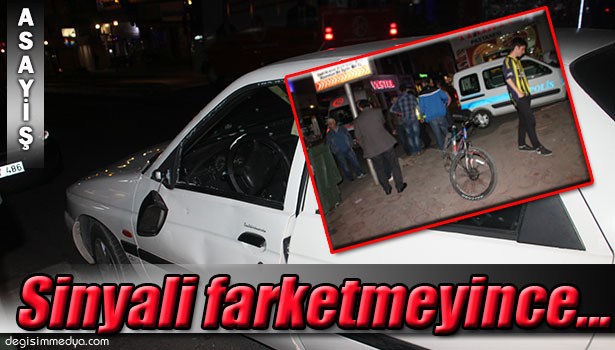 OTOMOBİLE ÇARPAN BİSİKLETLİLER YARALANDI