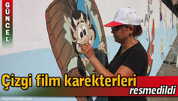 ÖĞRENCİLER, ASKERİ LOJMAN DUVARLARINA ÇİZGİ FİLM KARAKTERLERİNİ RESMETTİ