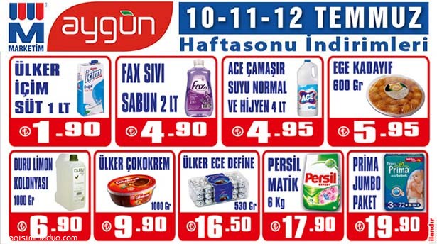 MARKETİM AYGÜN'DE HAFTA SONU İNDİRİMLERİ BAŞLADI