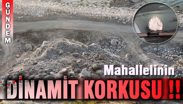 YOL ÇALIŞMASINDA PATLATILAN DİNAMİTLER TAŞLARI HAVAYA UÇURDU