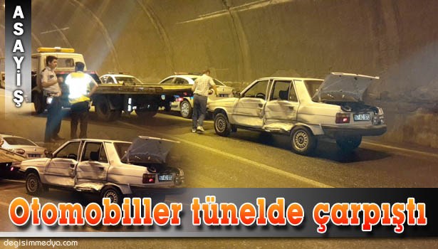 OTOMOBİLLER TÜNELDE ÇARPIŞTI: 1 YARALI