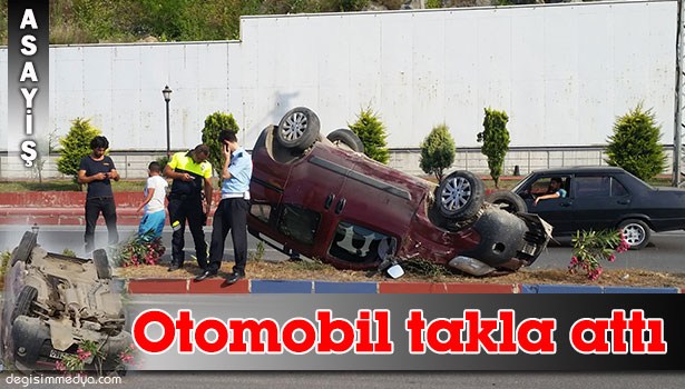 OTOMOBİL TAKLA ATTI: 2 YARALI