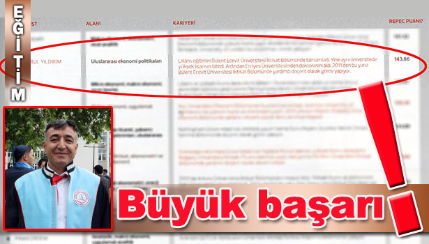 YRD. DOÇ. DR. ERTUĞRUL YILDIRIM'IN BÜYÜK BAŞARISI