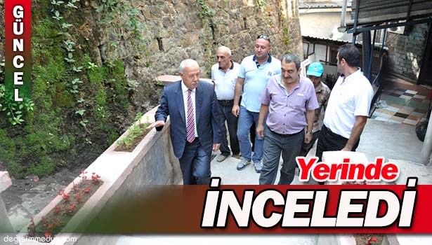 BAŞKAN AKDEMİR ÇEVRE DÜZENLEME VE MERDİVEN ÇALIŞMALARINI KONTROL ETTİ