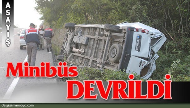 MİNİBÜS YAN YATTI: 1 YARALI