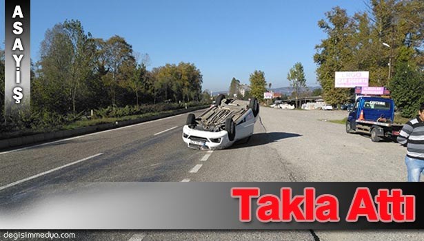 OTOMOBİL TAKLA ATTI: 2 YARALI