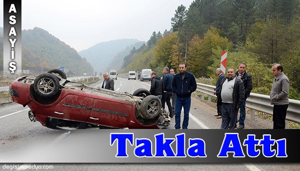 OTOMOBİL TAKLA ATTI: 4 YARALI