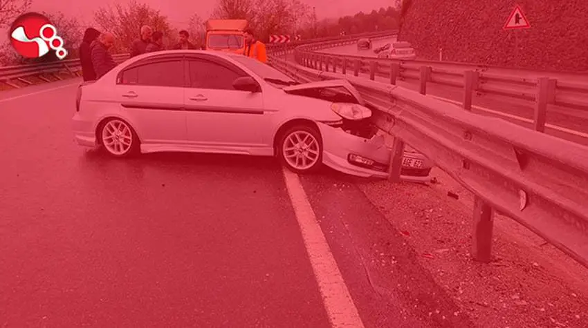 Bariyere çarparak durabildi