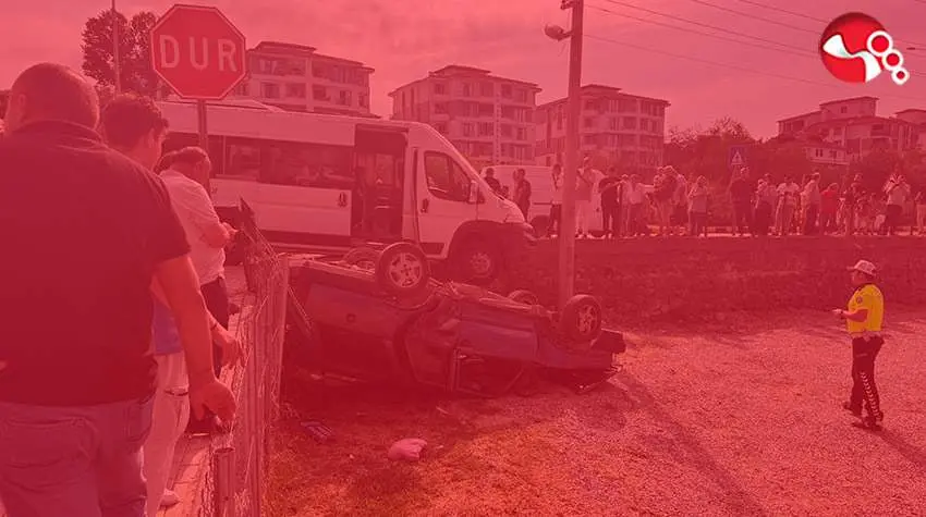 İşçi servisiyle çarpıştı