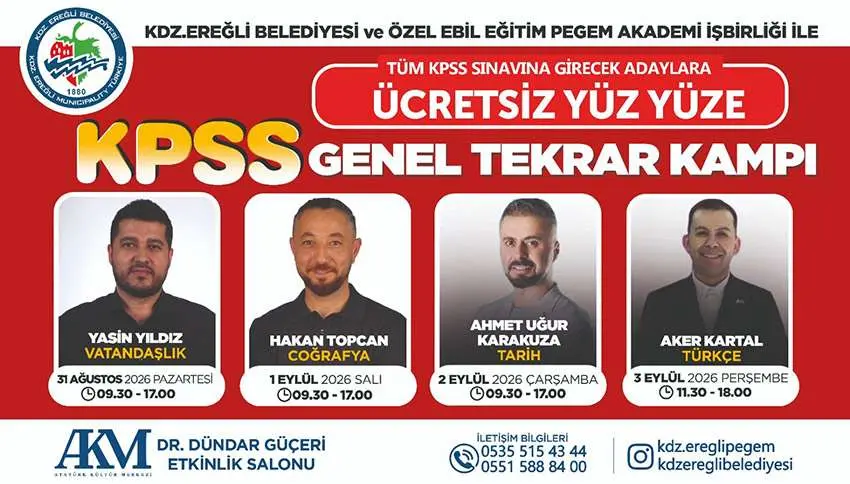 KPSS ADAYLARINA ÜCRETSİZ GENEL TEKRAR KAMPI