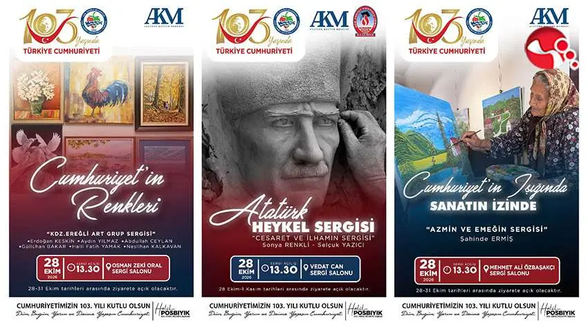 BELEDİYEDEN  CUMHURİYET BAYRAMINA ÖZEL ÜÇ SERGİ....