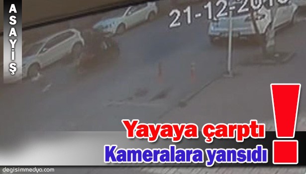 MOTOSİKLET YOLUN KARŞISINA GEÇMEYE ÇALIŞAN YAYAYA ÇARPTI