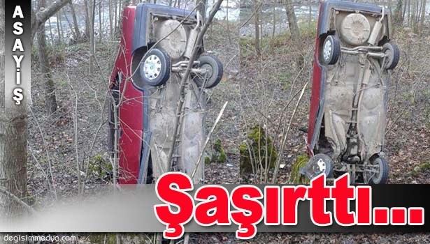 KAZA SONRASI DİK DURAN OTOMOBİL GÖRENLERİ ŞAŞIRTTI