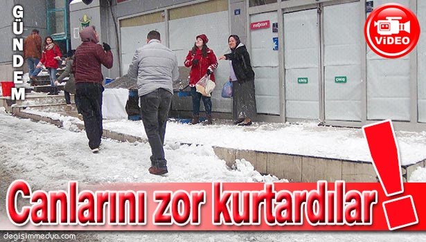 HAMİLE KADININ ÜZERİNE KAR KÜTLESİ DÜŞTÜ