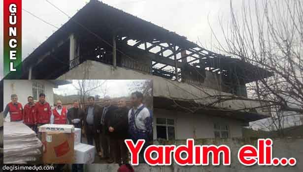 ALAPLI'DA EVİ YANAN AİLEYE KIZILAY'DAN YARDIM