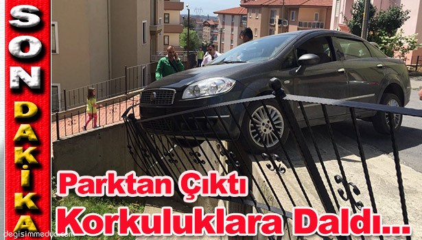 PARK YERİNDEN ÇIKTI KORKULUKLARA DALDI...
