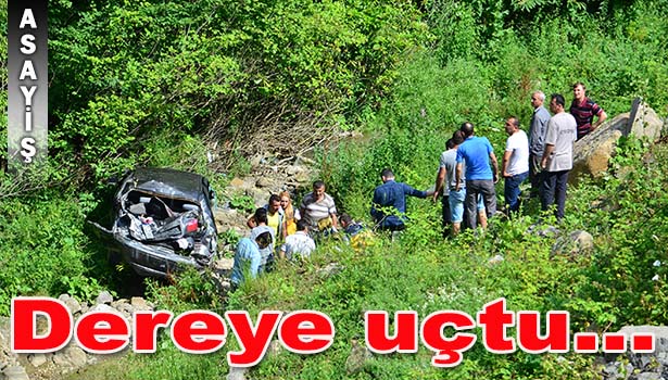 KONTROLDEN ÇIKAN OTOMOBİL DEREYE UÇTU: 1'İ ÇOCUK 4 YARALI