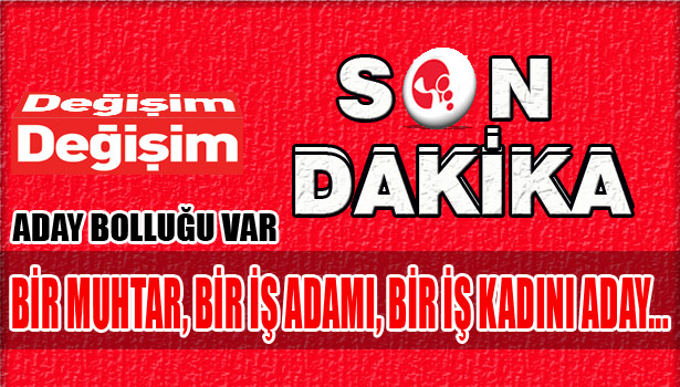 ADAY BOLLUĞU VAR, BİR MUHTAR, BİR İŞ ADAMI, BİR İŞ KADINI ADAY...