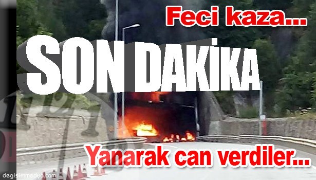 TİNER YÜKLÜ TIR TÜNEL GİRİŞİNDE KAZA YAPTI