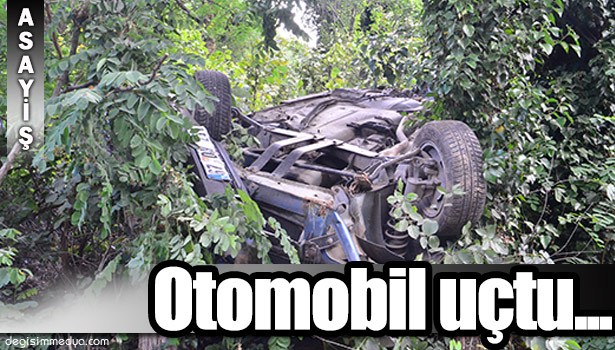 OTOMOBİLİYLE 50 METREDEN FINDIK BAHÇESİNE UÇTU