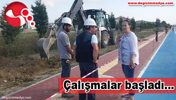 YAYA ve BİSİKLET YOLLARINA AYDINLATMA ÇALIŞMALARI BAŞLADI...