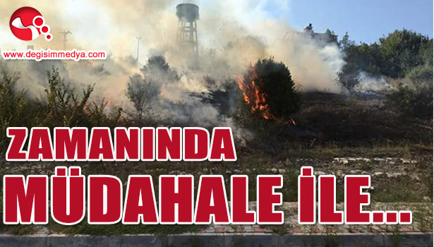 RÜZGARLA YAYILDI, ZAMANINDA MÜDAHALEYLE KONTROL ALTINA ALINDI