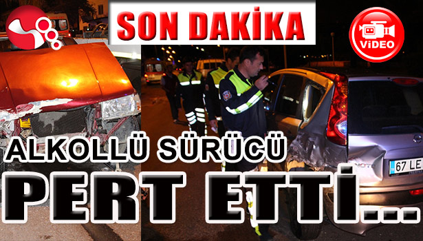 YİNE ALKOL... YİNE KAZA... İKİ ARAÇ PERT OLDU...