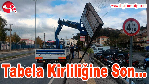 BELEDİYEDEN TABELA KİRLİLİĞİNE ÖNLEM..